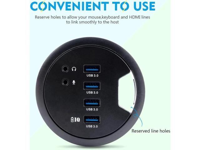 WDX Desk-Fit (Diameter 3.14" Or 80MM) 4 Port USB 3.0 Hub With 3.5mm - View #5