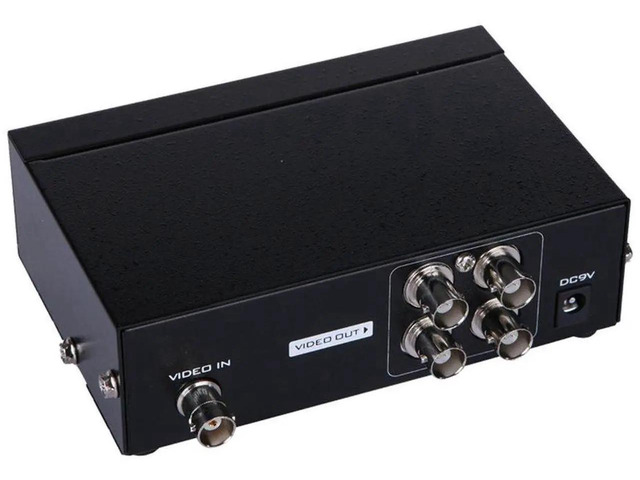 4-Port (1 Input 4 Output) BNC Video Splitter Box Coaxial Distributor ...