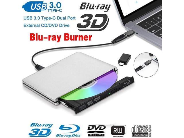 Aluminum External CD DVD Blu-Ray Burner Player Drive USB3.0 Type-C ...