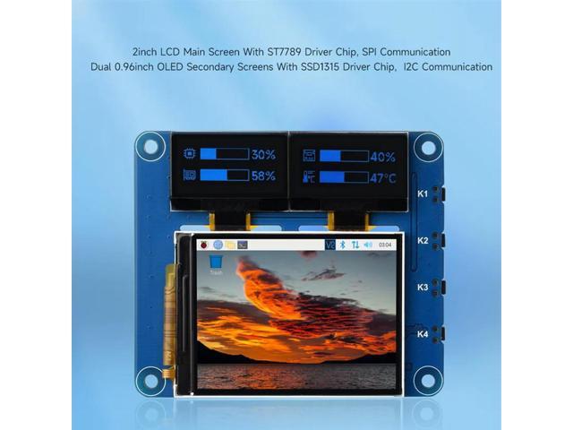 2Inch LCD Screen With 0.96Inch OLED Display Module HAT Kit For Rpi Pi ...