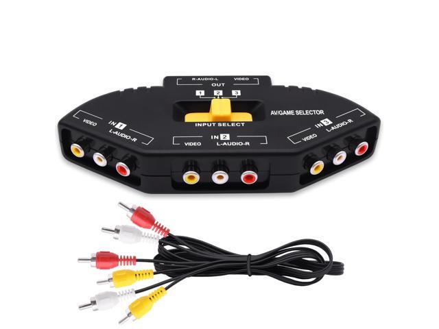 Vszerda RCA AV Audio Video Switcher Splitter 3 Way Audio Video AV RCA ...