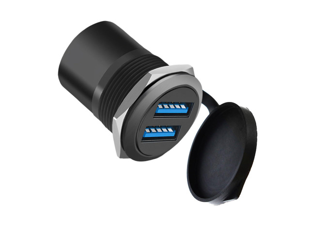Vszerda Dual USB 3.0 Panel Mount Adapter - Threaded Round Connector ...