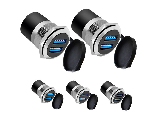 Vszerda Dual USB 3.0 Panel Mount Adapter - Threaded Round Connector ...