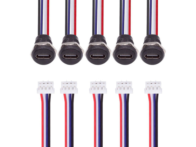 Vszerda DIY OEM 5pcs Type C Female Socket to 4Pin Header 24AWG Cable ...