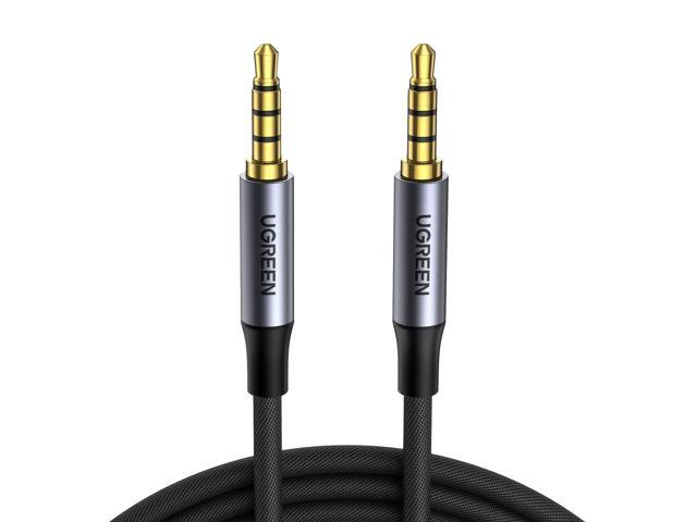 Premium 3.5mm AUX Cable Braided TRRS Male to Male Cord for Car Stereo 1.5FT
