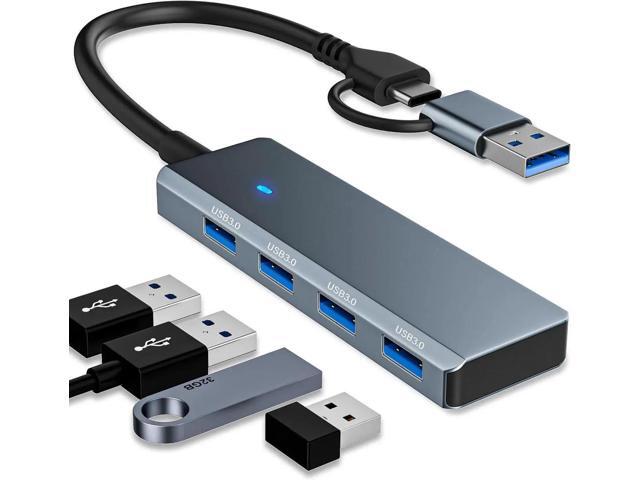 JAENFONG USB 3.0 Hub 4 Ports 5Gbps Dual USB-A/C Aluminum Splitter Ultra ...