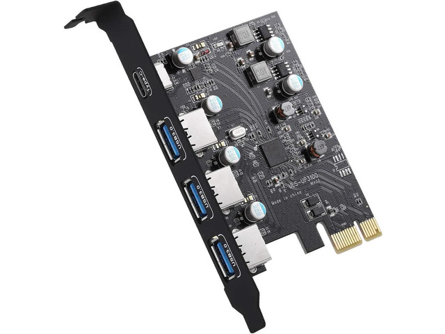 Usb Pcie Dc PCIe USB 3.0 Card 5Gbps Super Speed with Type C (1)& Type A(3) PCI ...