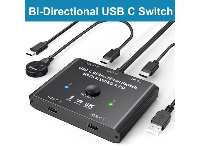 USB C Switch 2 in 1 Out or 1 in 2 Out, Bi-Directional USB Type C KVM ...