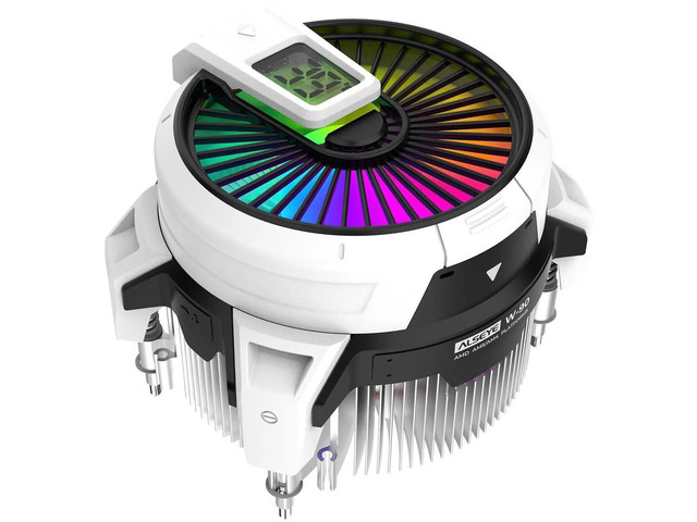 ALSEYE W90 CPU Cooler, Temperature Displayed CPU Cooler for Small Size PC Case with Powerful 90mm ARGB Lighting Fan and 40mm High-Performance Heat Column Inside (W90 AMD Version)