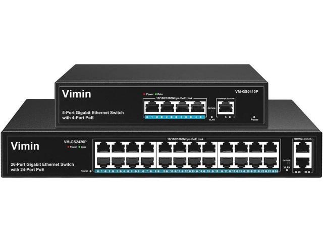 VIMIN 2-poorts Gigabit PoE-extender, 1-in-2 uitgangen PoE-repeater, ondersteuning IEEE802.3af/at met 1000 Mbps, extra uitbreiding van 100 m vermogen en gegevensoverdracht