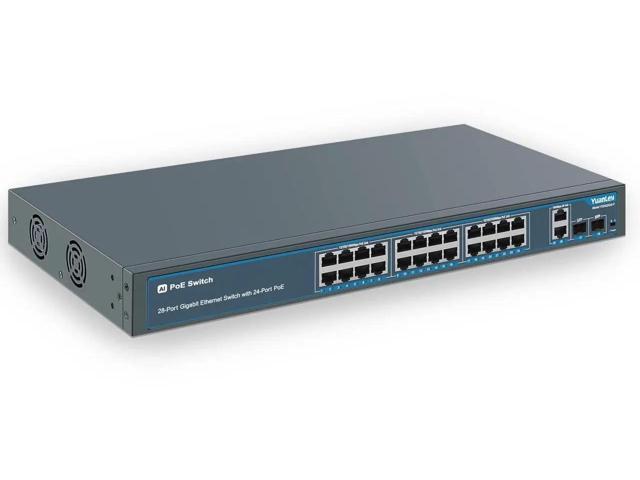 24 Port Gigabit Ethernet PoE Switch with 2 Uplink Gigabit Port & 2 SFP ...