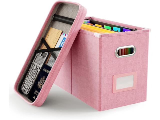 Oterri File Organizer Box with Lid, Hanging Filing File Box with Mesh ...