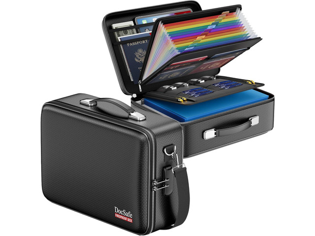DocSafe Fireproof Document Box with Lock, Hard Case File Organizer with ...