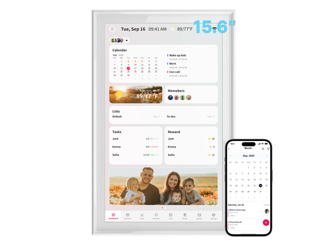 Ingnok Digital Calendar:15.6Inch Wall Planner & No Subscription,Real ...