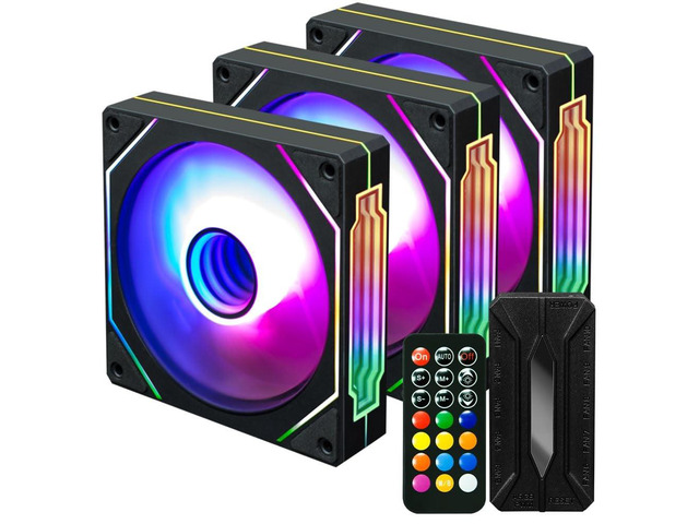 Control Box Pc Fans Kingwin 120mm ARGB Case Fans 3 Pack RGB PC Fans with Remote Control ...