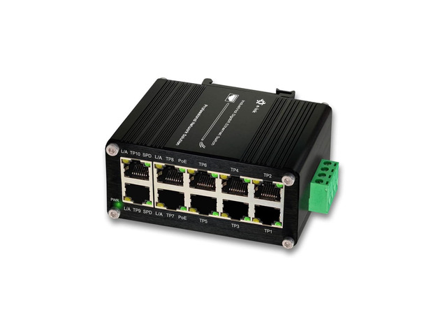 Industrial 8-Port 10/100/1000T 802.3at PoE+ Compact Ethernet Switch, 2 ...