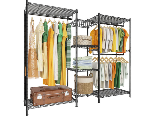 LEHOM G6M Heavy Duty Clothes Rack for Hanging Clothes, Portable Garment ...