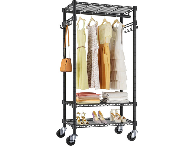 Rolling Compact Racks VIPEK R3 Medium Rolling Clothes Racks with Lockable Wheels, Heavy Duty ...