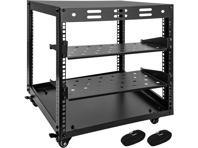 10U Open Frame Server Rack, 4 Tier Wall-mountable Network Rack w/Swivel ...