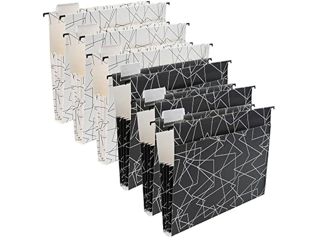 Y YOMA 6 Pack Extra Capacity Hanging File Folders with Pocket Letter ...