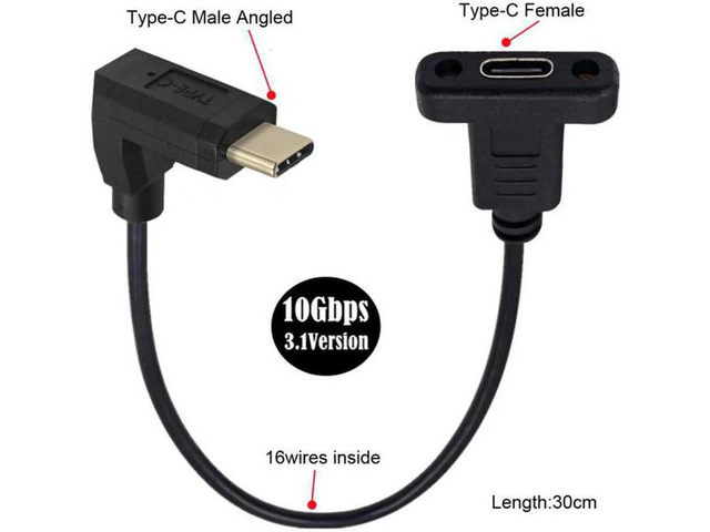 90 Degree Up & Down Angled USB-C USB 3.1 Type C Male to Female ...