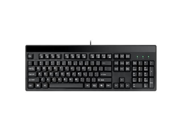 ADESSO EasyTouch 130 Full-Sized USB Wired Mechanical Keyboard with Brown Switches, Dedicated Copilot AI Hotkey, Gasket-Mounted for Quiet Typing, 2X Large Print Keycaps, and N-Key Rollover for Windows