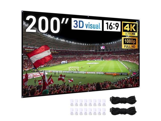 200 Inch Projector Screen Outdoor, 4K Full HD 3D 16:9 Canvas Material ...