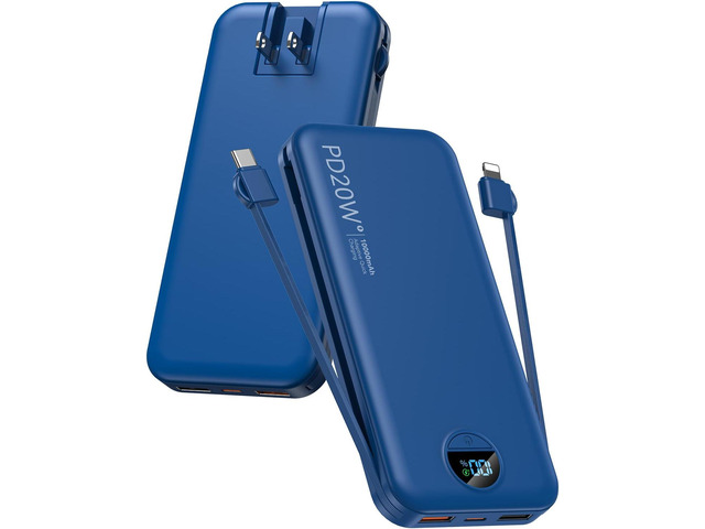 citicr 10000mAh Power Bank Built-in Cables Solve Dead Phone Battery