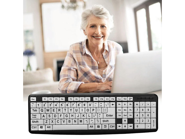 Senior Keyboard 107 Keys USB Wired Large Print Big Letters Computer PC Keyboard for Old ...