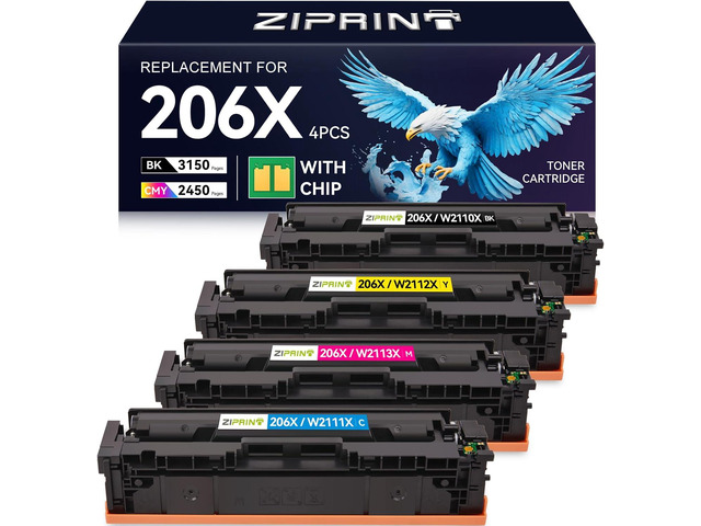 ZIPRINT 206X Toner Cartridges 4 Pack High Yield Compatible Replacement ...