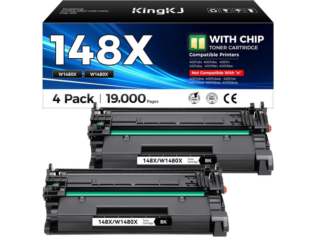 148X Toner Cartridge Black 2-Pack with Chip Compatible for HP 148A 148X ...