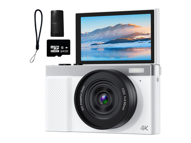4K Digital Camera, 64MP Vlogging Camera for Photography with 3