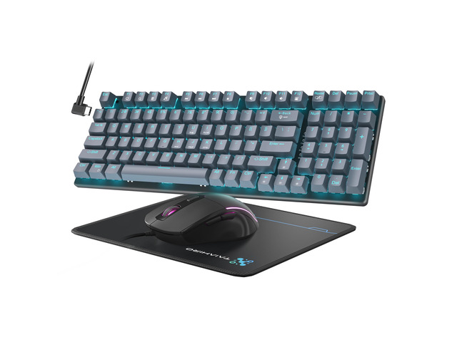 Mechanical Gaming Keyboard and Mouse, LED Backlit 98-Key Floating ...