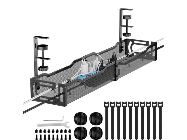 Follow Cable Management Cable Management, 25'' Cable Management Under Desk No Drill, Metal Cord ...