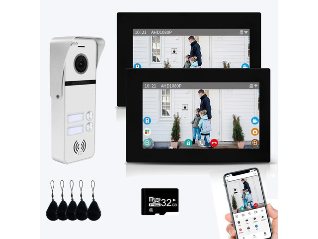 Wired Apartment Video Intercom System 2 Units 7 Inches Touch Monitor ...