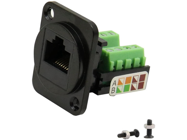 Black RJ45 Keystone Jack Modular Female Cat5e 8P8C Screw Terminal Connector