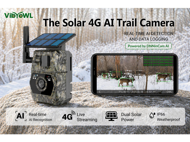 VIBROWL Cam AI 4G Cellular Trail Camera with Live View, AI Wildlife ...