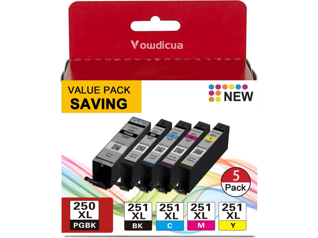 PGI-250XL/CLI-251XL High Yield Ink Cartridge 5 Color Value Pack ...
