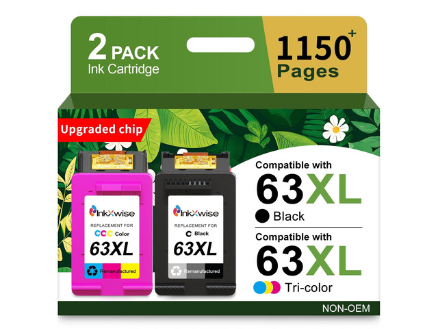 InkXwise 63XL Ink Cartridges Black/Color Combo Pack Replacement for HP ...