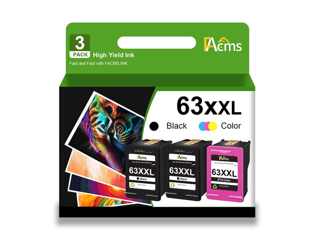 3 Pack 63XXL Ink Cartridges Balck and Color Combo Pack Replacement for ...