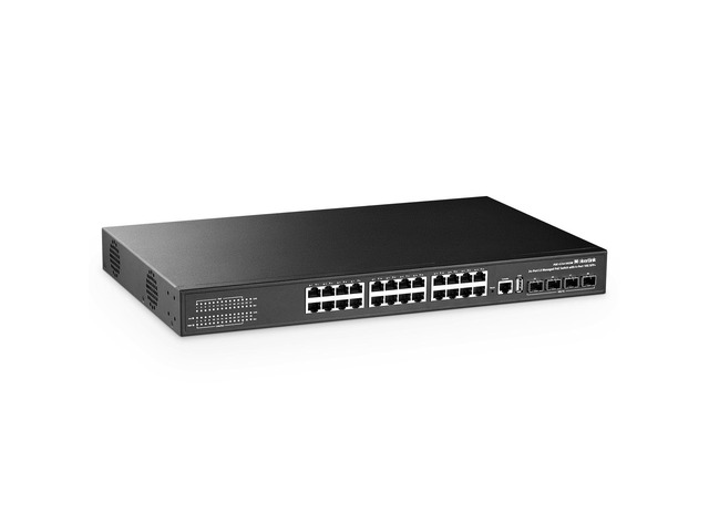 MokerLink 24 Port Gigabit PoE Managed Switch with 4 x 10G SFP+ Uplink ...