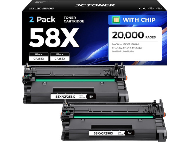 58X Black Toner Cartridge 2-Pack with chip High Yield Replacement for ...