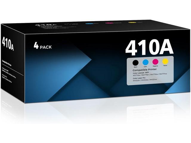4-Pack 410A Toner Cartridge Set (With Chip) Compatible for HP 410A 410