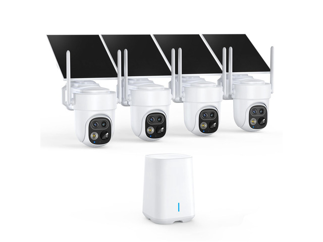 PIOJER Solar Security Cameras Wireless Outdoor 4-Pack with NVR, Dual ...