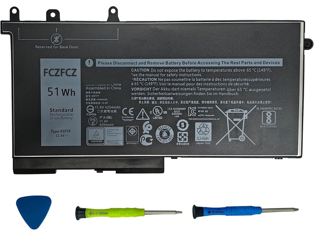 Precision 3520 Rtc Battery 93FTF Battery 51Wh 4254mAh Replacement for Dell Precision 15 3520 3530 ...