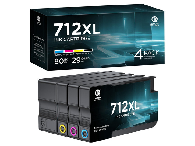 Quark 712 712XL Ink Cartridges High Yield Compatible with 712XL 712-XL ...