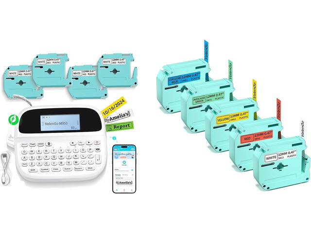 Label Maker Machine with 5PK White & 4PK Color Tapes, Rechargeable ...