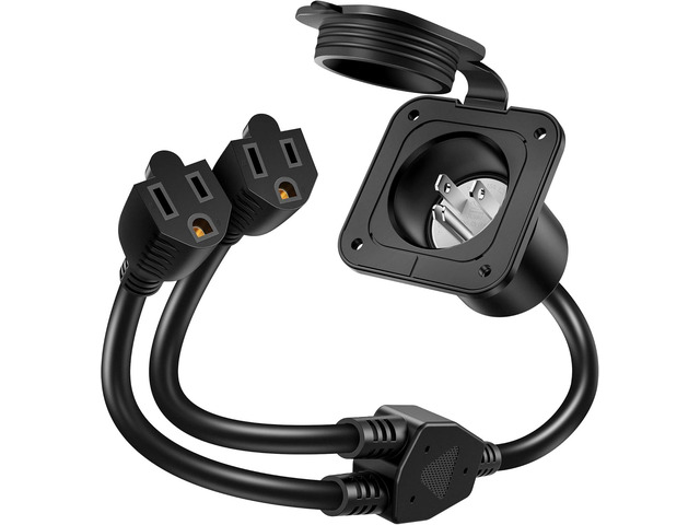 BUMBEE 15 Amp AC Port Plug,125V Power Inlet Socket with Dual 18-inch ...