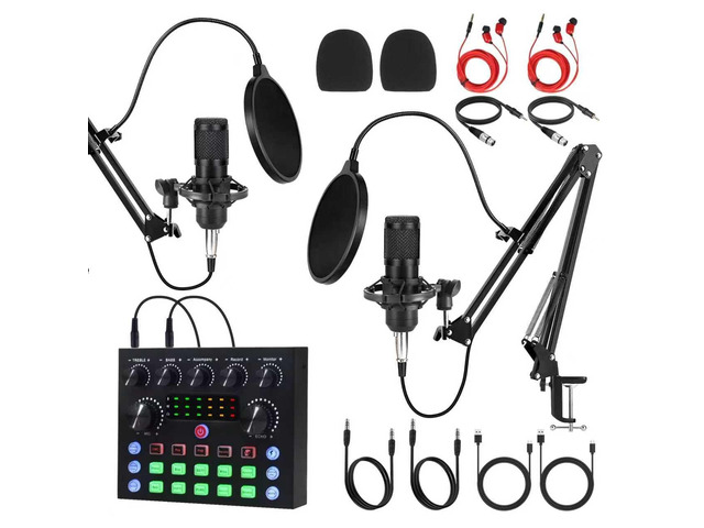 Podcast Equipment Bundle for 2, Studio Recording Kit with Dual ...