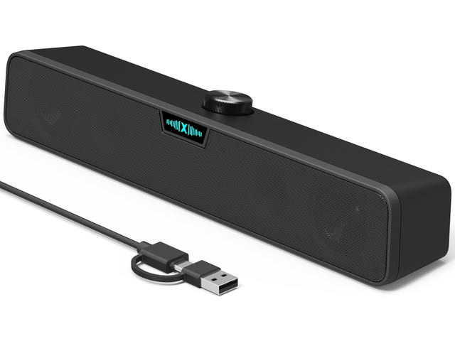 Computer Speakers Soundbar for Desktop PC Mac, USB Plug-in, Wired ...